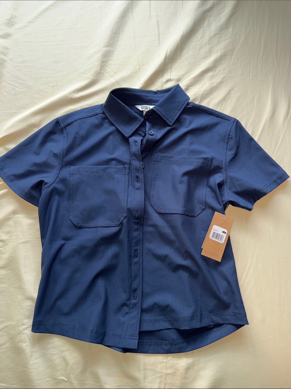 Eddie Bauer Navy Short-Sleeve Button-Down Shirt